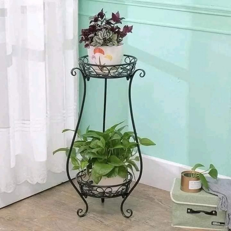 2 Tiers Plant Stand Rack Balcony Indoor Living Room